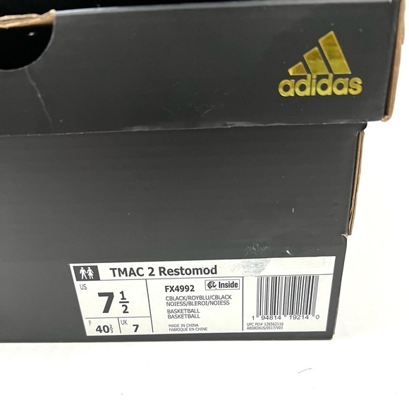 NIB Adidas T-Mac 2 Restomod Black Blue Basketball Sneakers - Men’s Size 7.5 main image 7